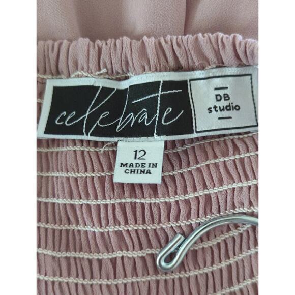 DB Studio Celebrate Womens Smocked Scoop Neck Maxi Dress Quartz Pink Size 12 NWT - Picture 16 of 17